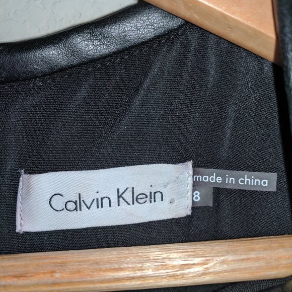Calvin Klein Faux Leather Mini Dress Fancy 8 - Picture 3 of 5
